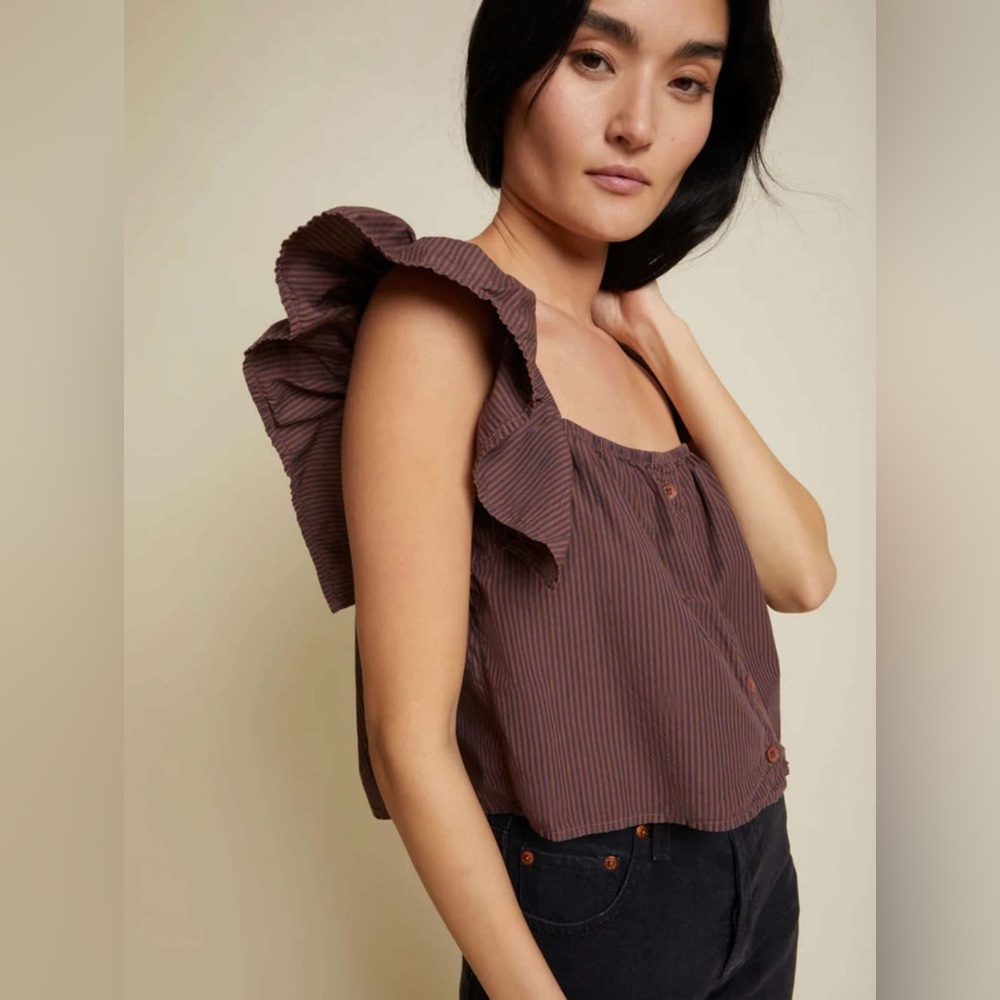 Nation LTD Ada a-line ruffle chemist tank in swashbuckle Size Medium